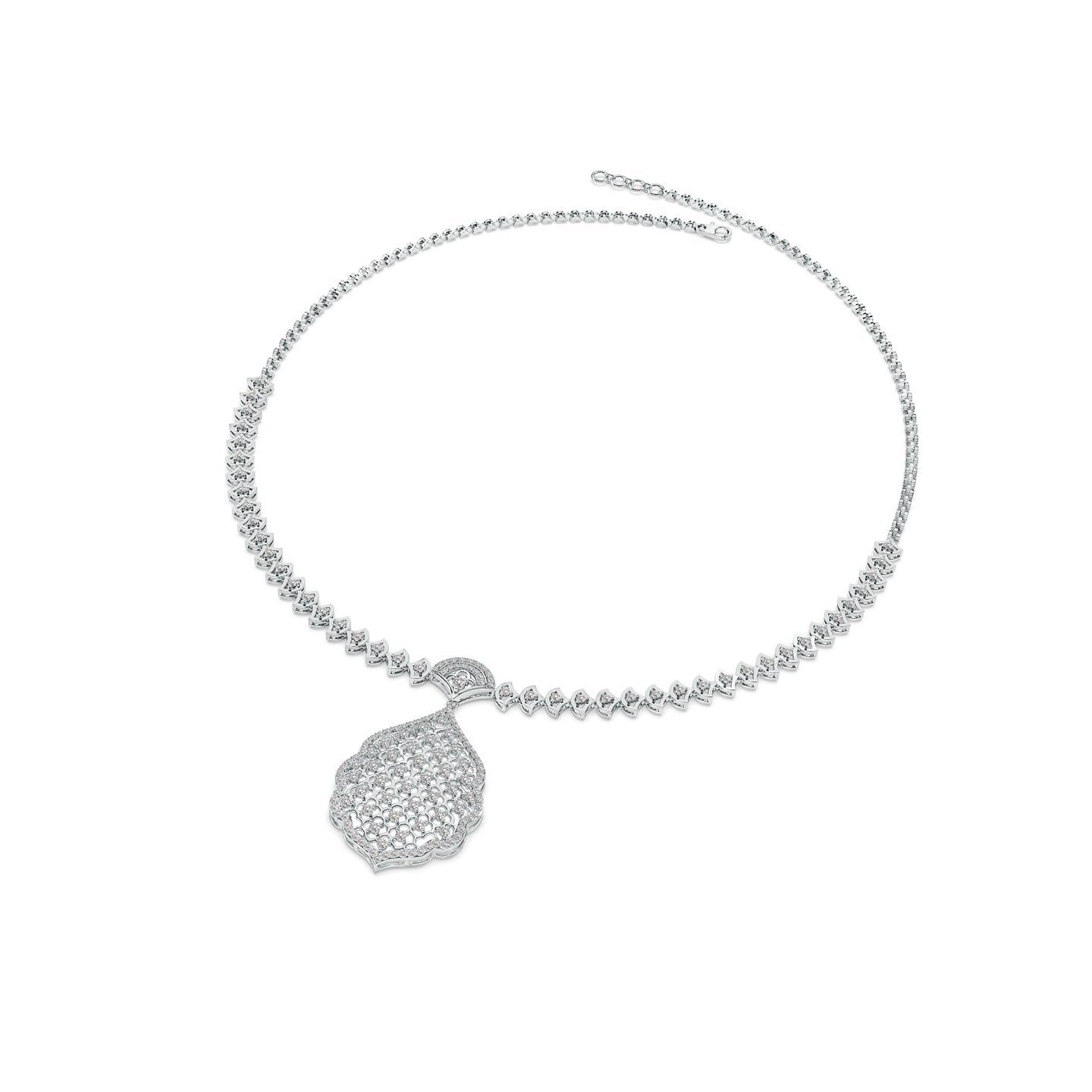 Rosette Filigree Lab Grown Diamond Necklace