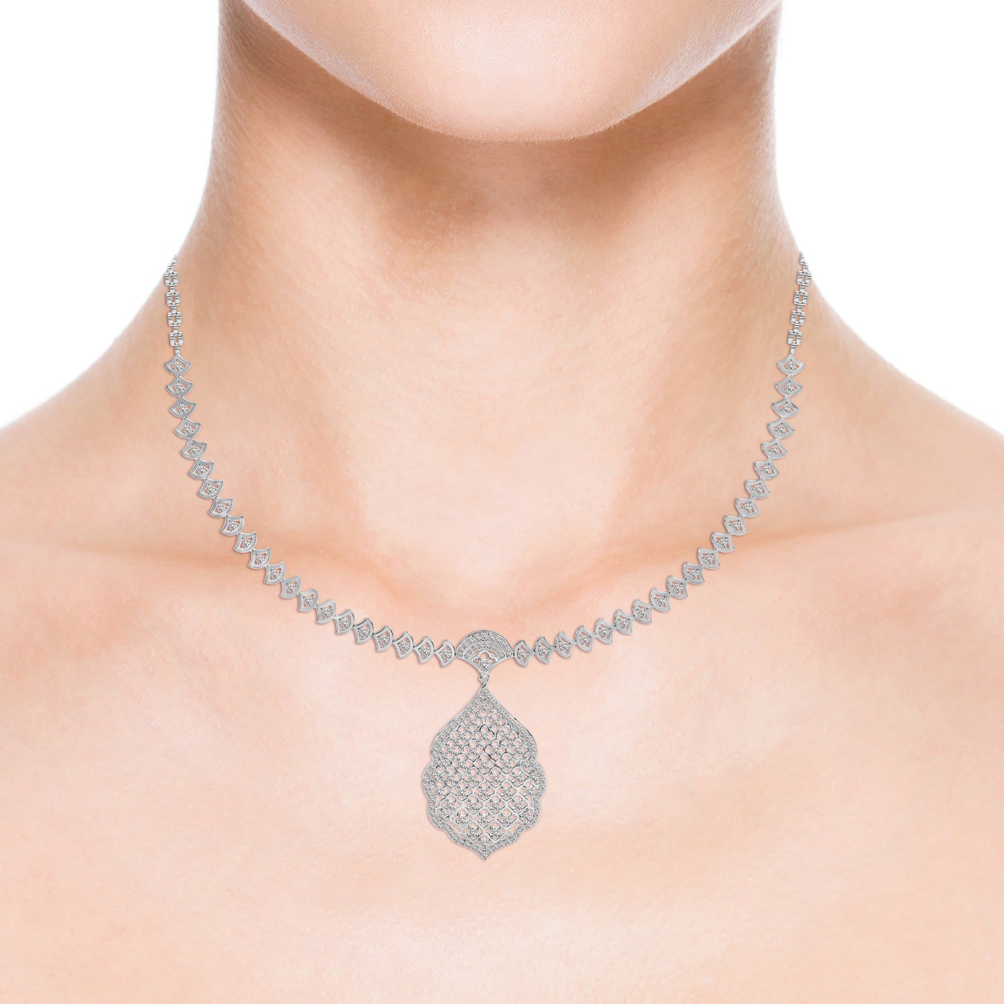 Rosette Filigree Lab Grown Diamond Necklace