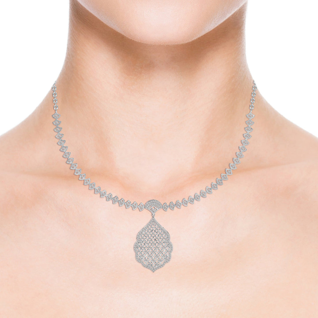 Rosette Filigree Lab Grown Diamond Necklace