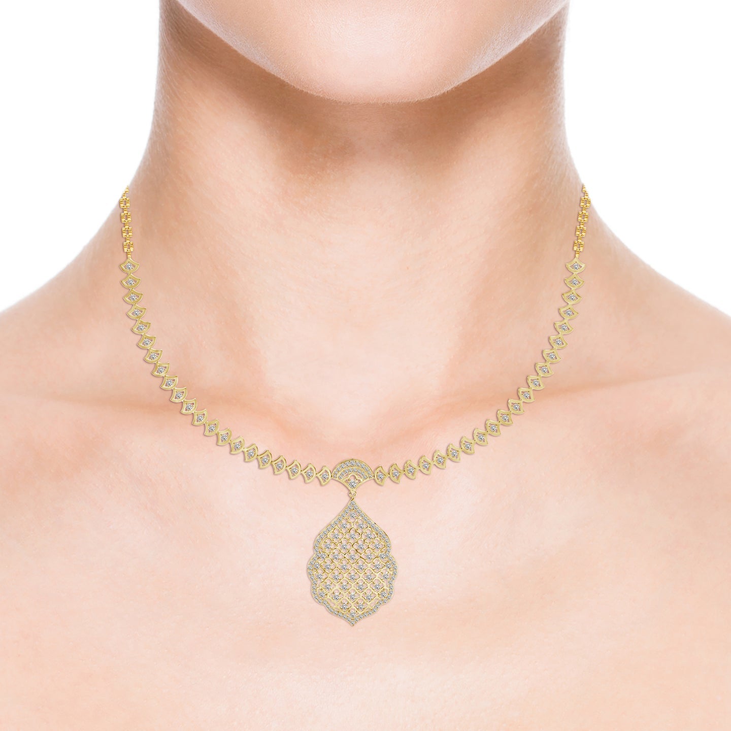 Rosette Filigree Lab Grown Diamond Necklace
