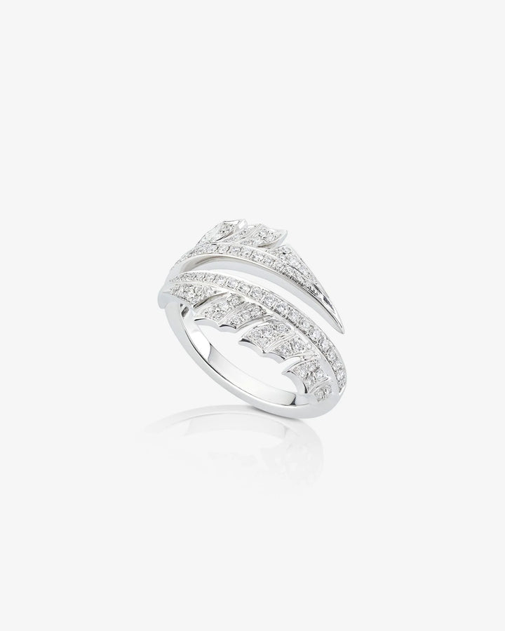 Etoile Feather Pave Diamond Ring