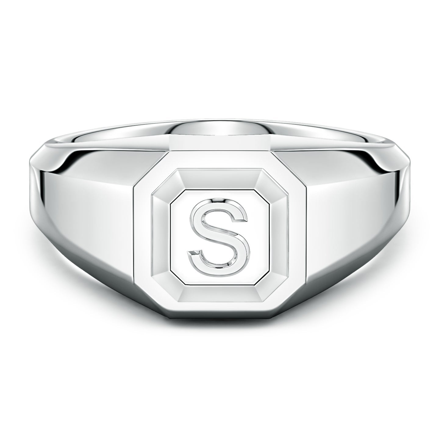 Men's Capital 'A' to 'Z' Alphabet Signet Ring