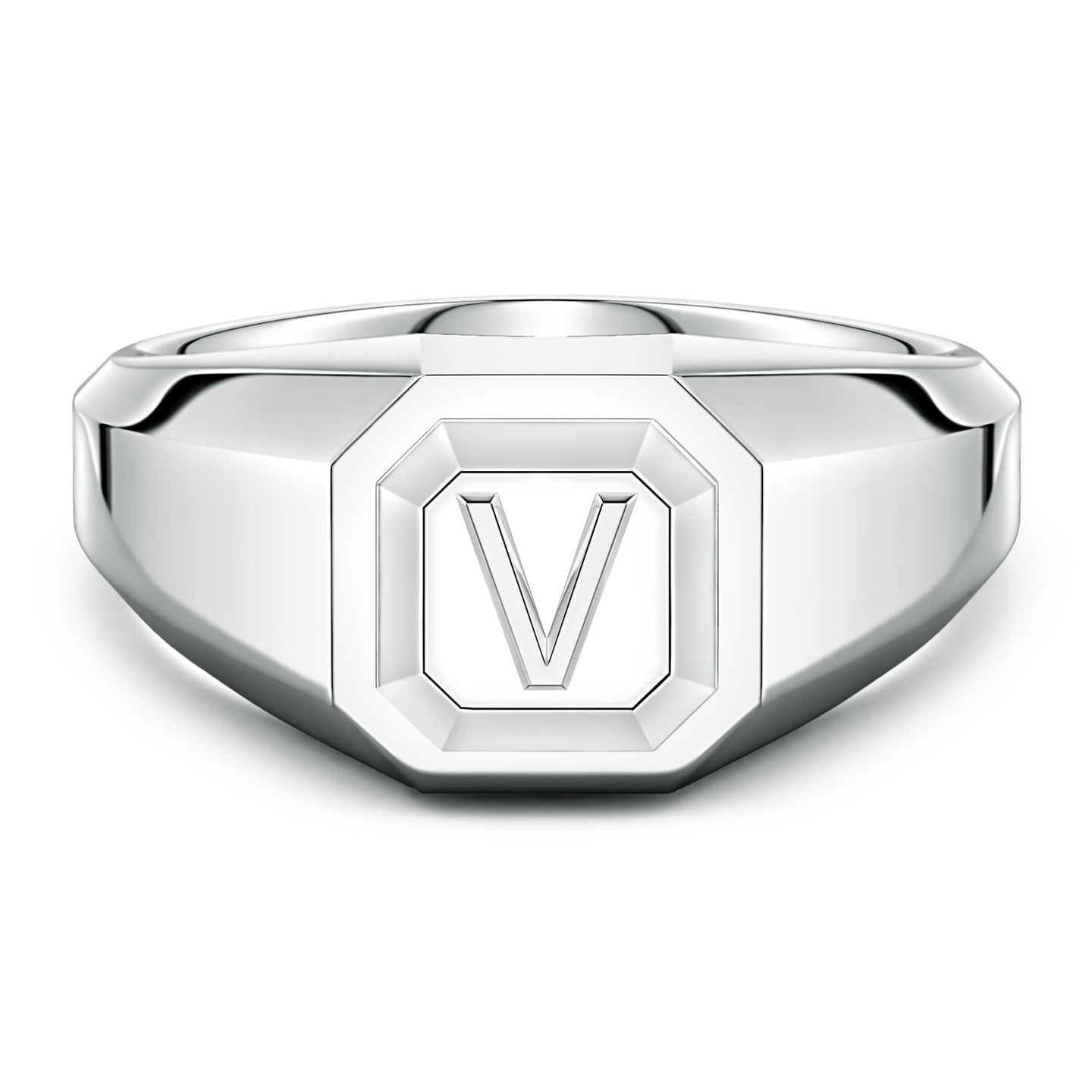 Men's Capital 'A' to 'Z' Alphabet Signet Ring