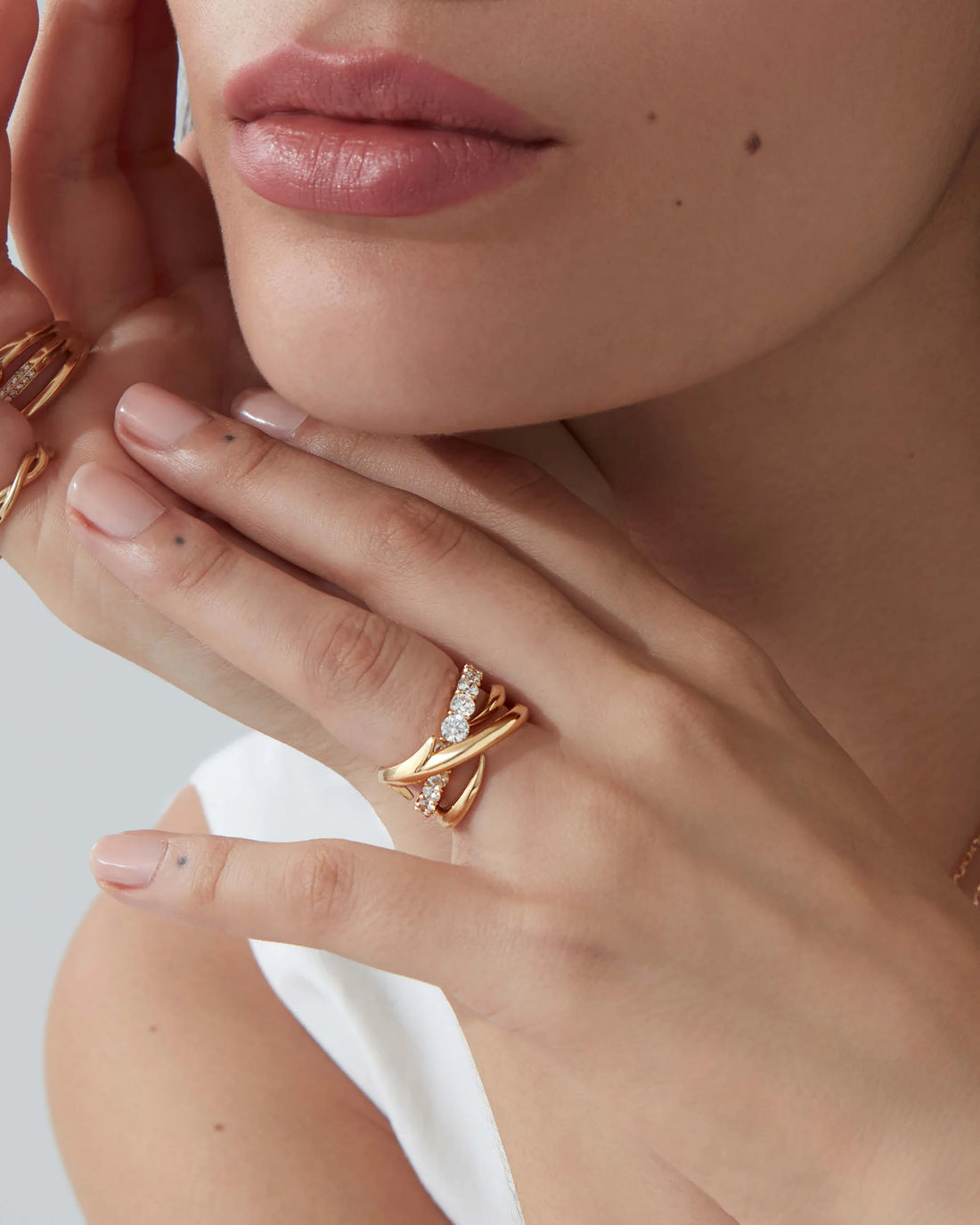Crossover Ribbon Diamond Statement Ring